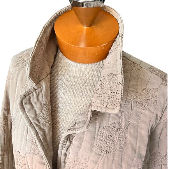 Vintage Action Wear Size Large Womens Jacket Quilted Beige Fall Embroidered - Picture 3 of 7